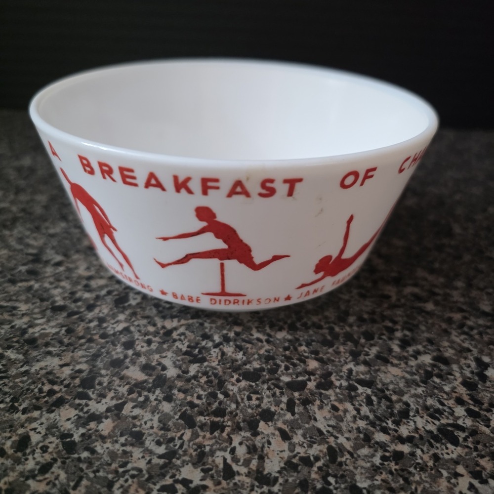 Vintage 1937 Wheaties Breakfast of Champions Milk Glass Cereal Bowl Joe DiMaggio
